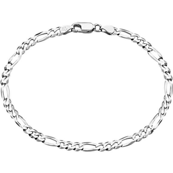 Sterling Silver Anklet for Women Italian Figaro Rope Snake Curb Chain Jewelry - Picture 1 of 6